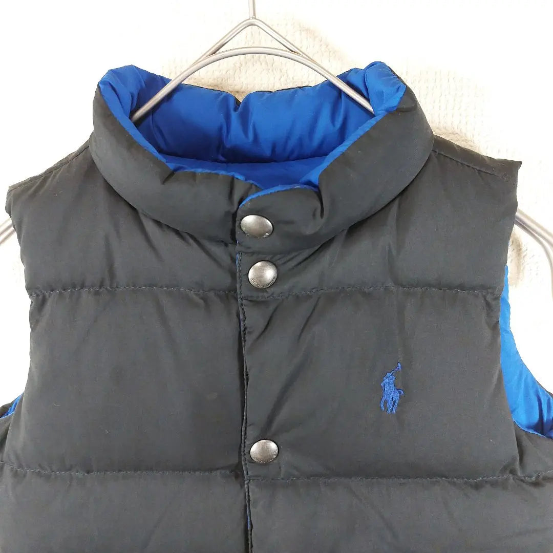 Chaleco de plumas reversible de Polo Ralph Lauren, negro y azul, talla 90