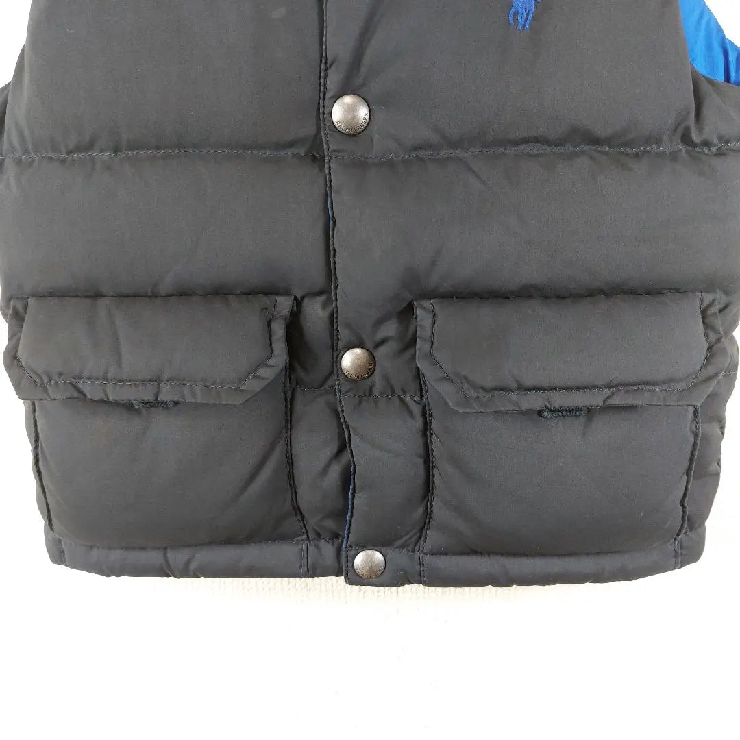 Chaleco de plumas reversible de Polo Ralph Lauren, negro y azul, talla 90