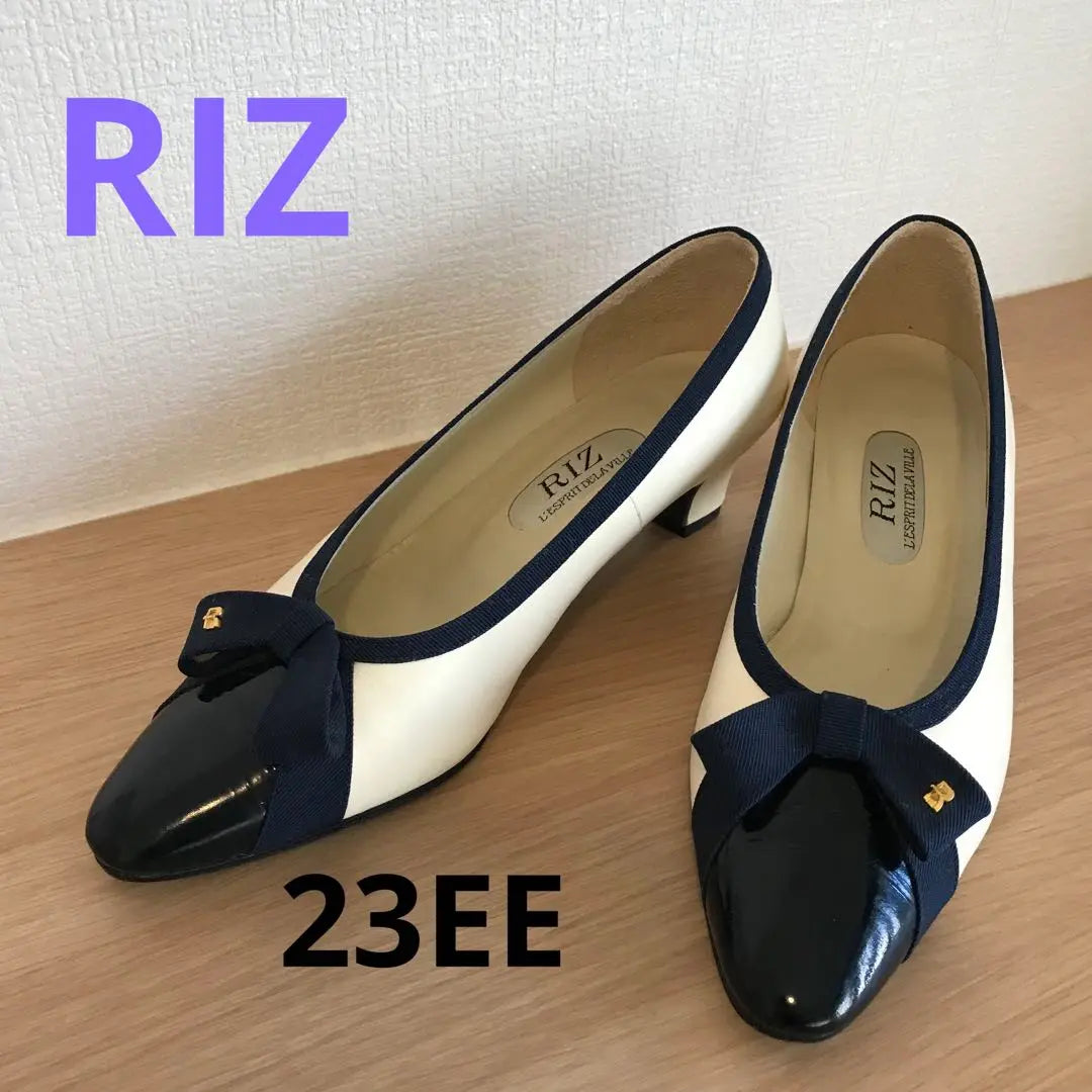 RIZ Women's Pumps with Ribbon Beige 23EE Heel Height 4cm