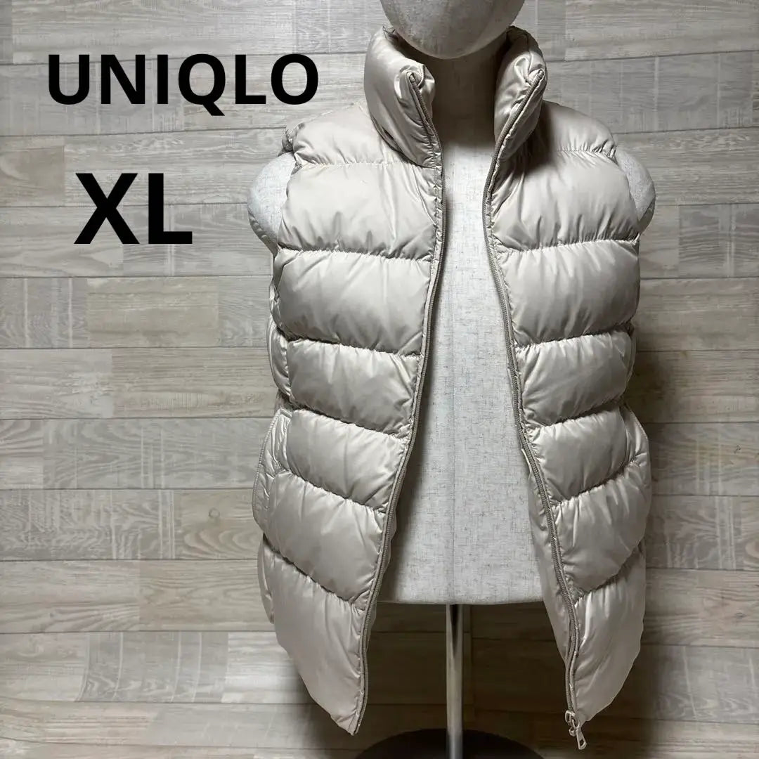 Rebajas de primavera Ritsu UNIQLO chaleco de plumas blanco roto Abajo 80% pluma 20% XL | Ropa interior 80% フェザー20% XL