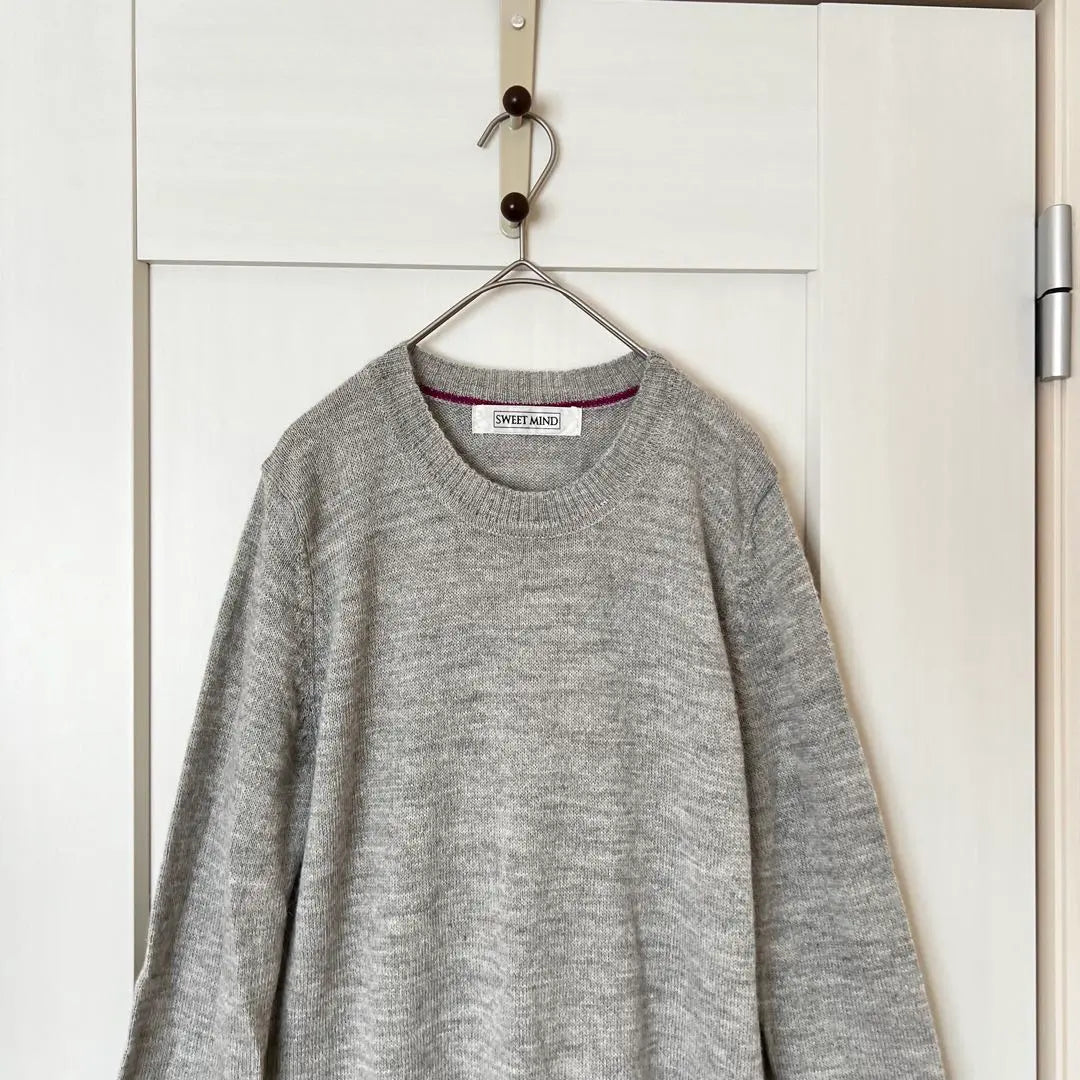 [Sweet Mind] Long-sleeved knit sweater, soft material, M, grey, vintage