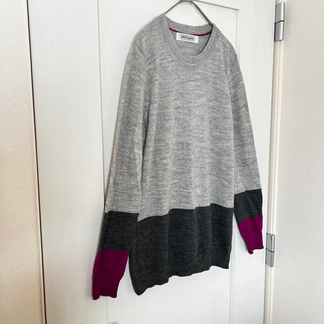 [Sweet Mind] Long-sleeved knit sweater, soft material, M, grey, vintage