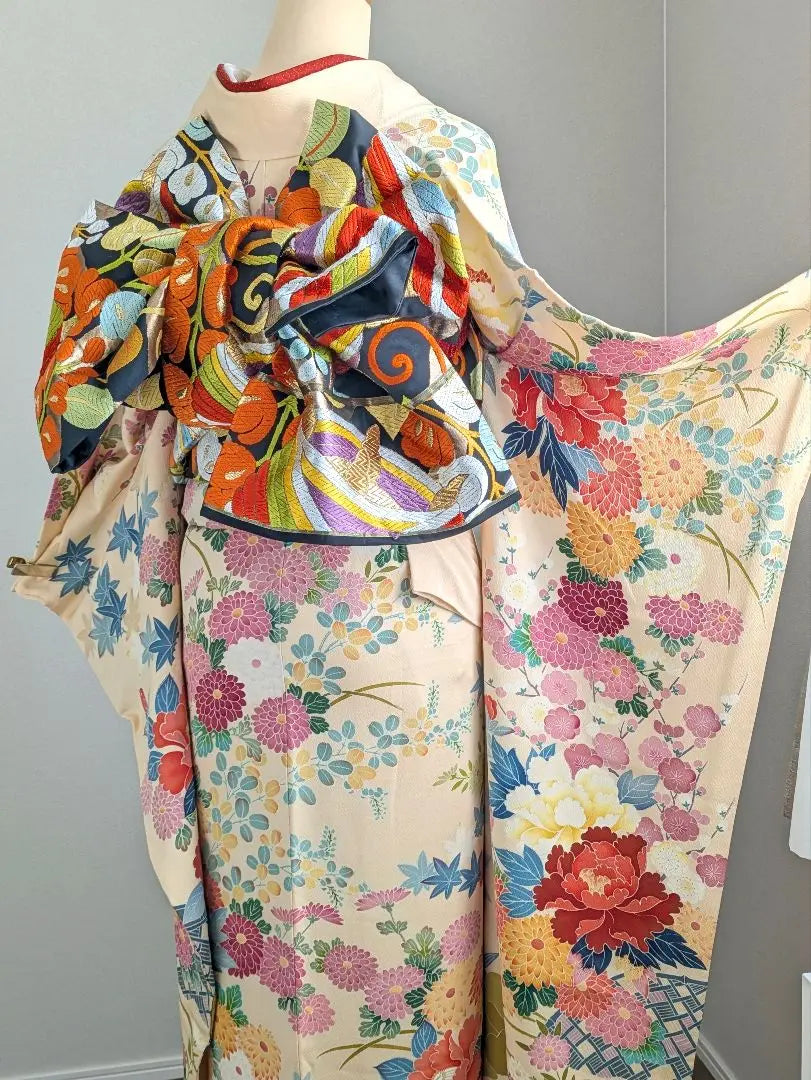 Full set of furisode, length 155 sleeve length 63, luxurious furisode, genuine Kaga Yuzen, size S, masterpiece, coming of age ceremony