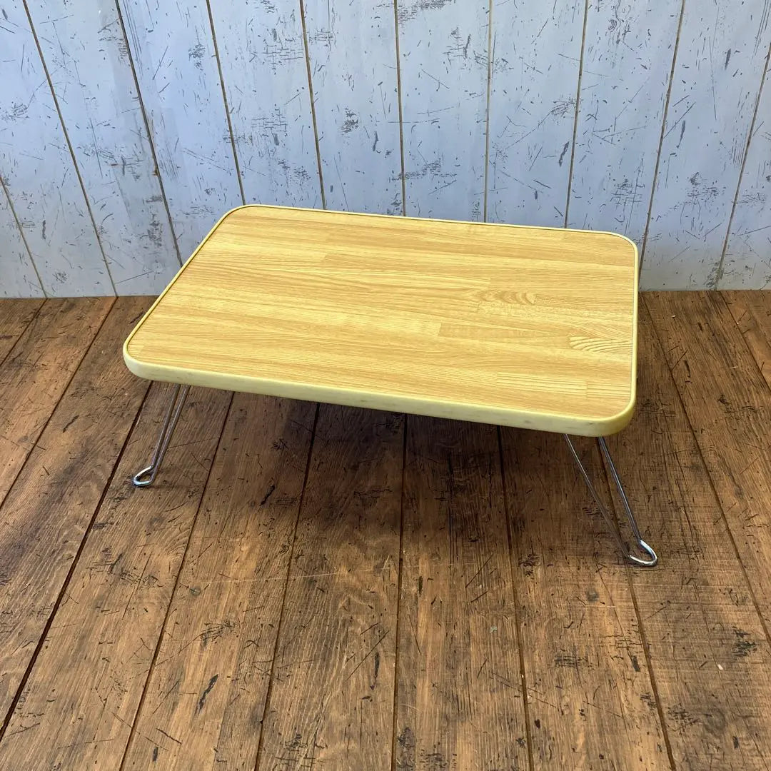 Showa mini mesa plegable de madera retro con placa superior, mesa de melamina, grano de madera | 昭和レトロ 木製天板 折りたたみ式 ミニテーブル メラミンテーブル 木目