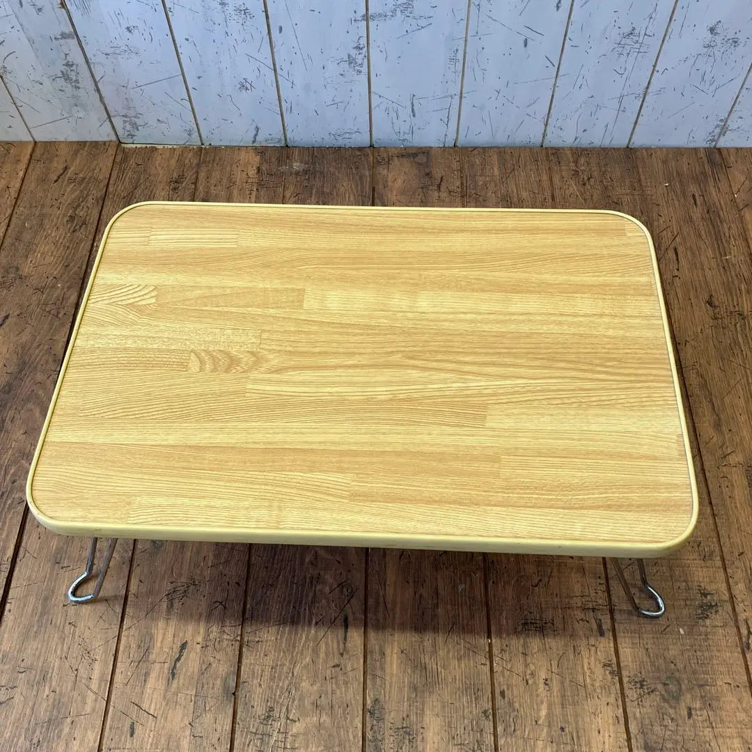 Showa mini mesa plegable de madera retro con placa superior, mesa de melamina, grano de madera | 昭和レトロ 木製天板 折りたたみ式 ミニテーブル メラミンテーブル 木目