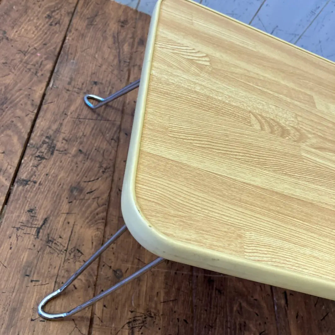 Showa mini mesa plegable de madera retro con placa superior, mesa de melamina, grano de madera | 昭和レトロ 木製天板 折りたたみ式 ミニテーブル メラミンテーブル 木目