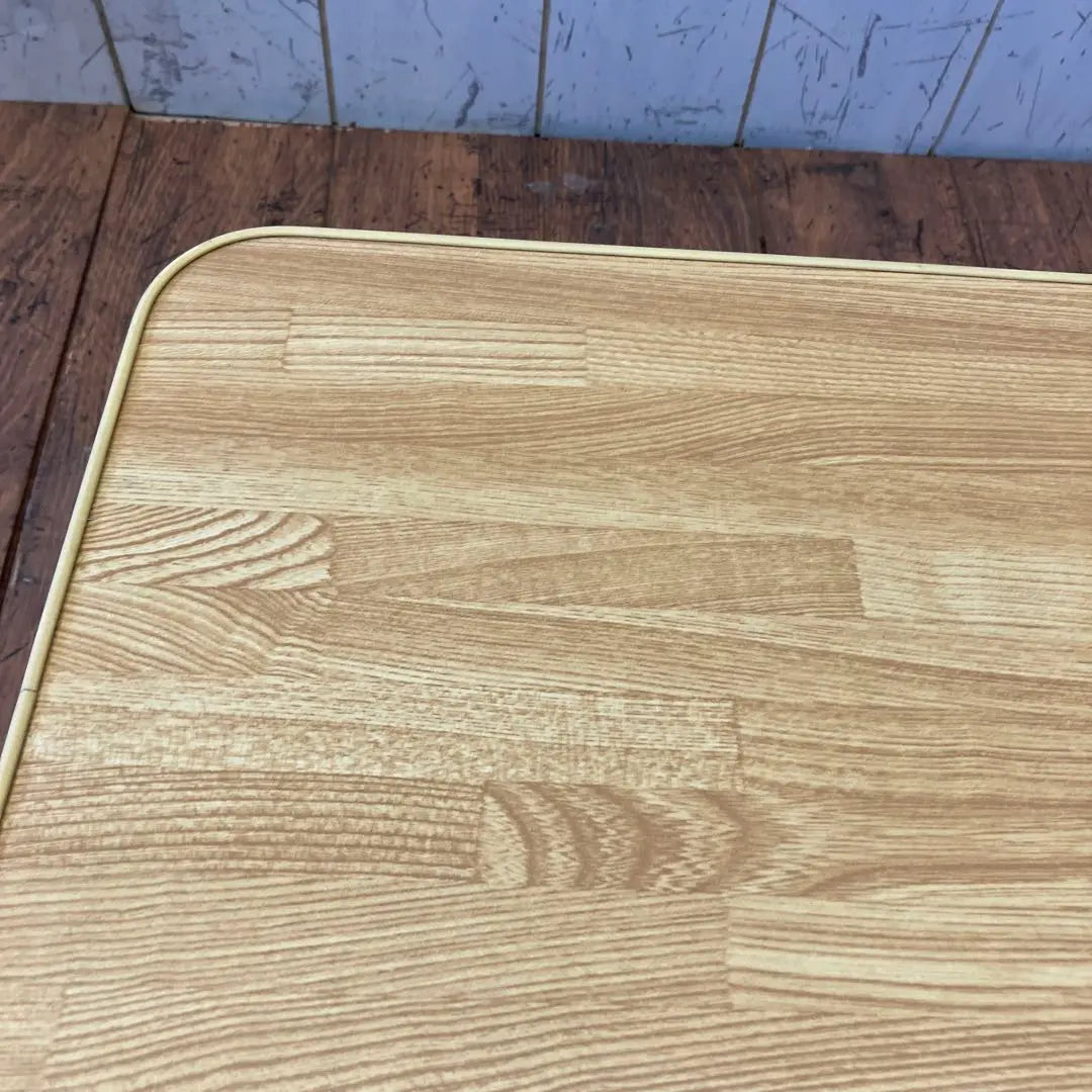 Showa mini mesa plegable de madera retro con placa superior, mesa de melamina, grano de madera | 昭和レトロ 木製天板 折りたたみ式 ミニテーブル メラミンテーブル 木目