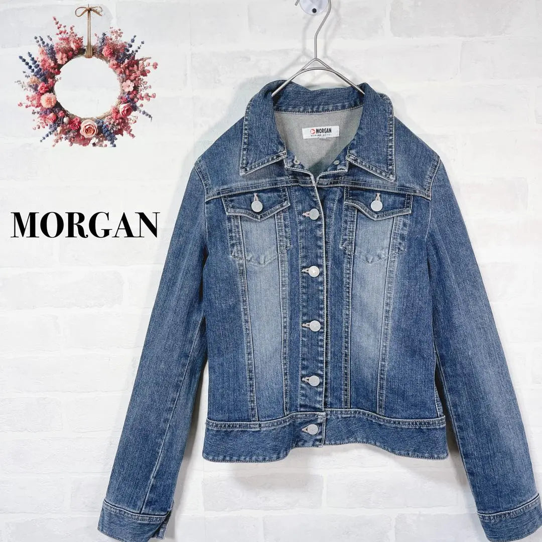 MORGAN ◇Denim Jacket G-Jean Heart Embroidery Stretch 36