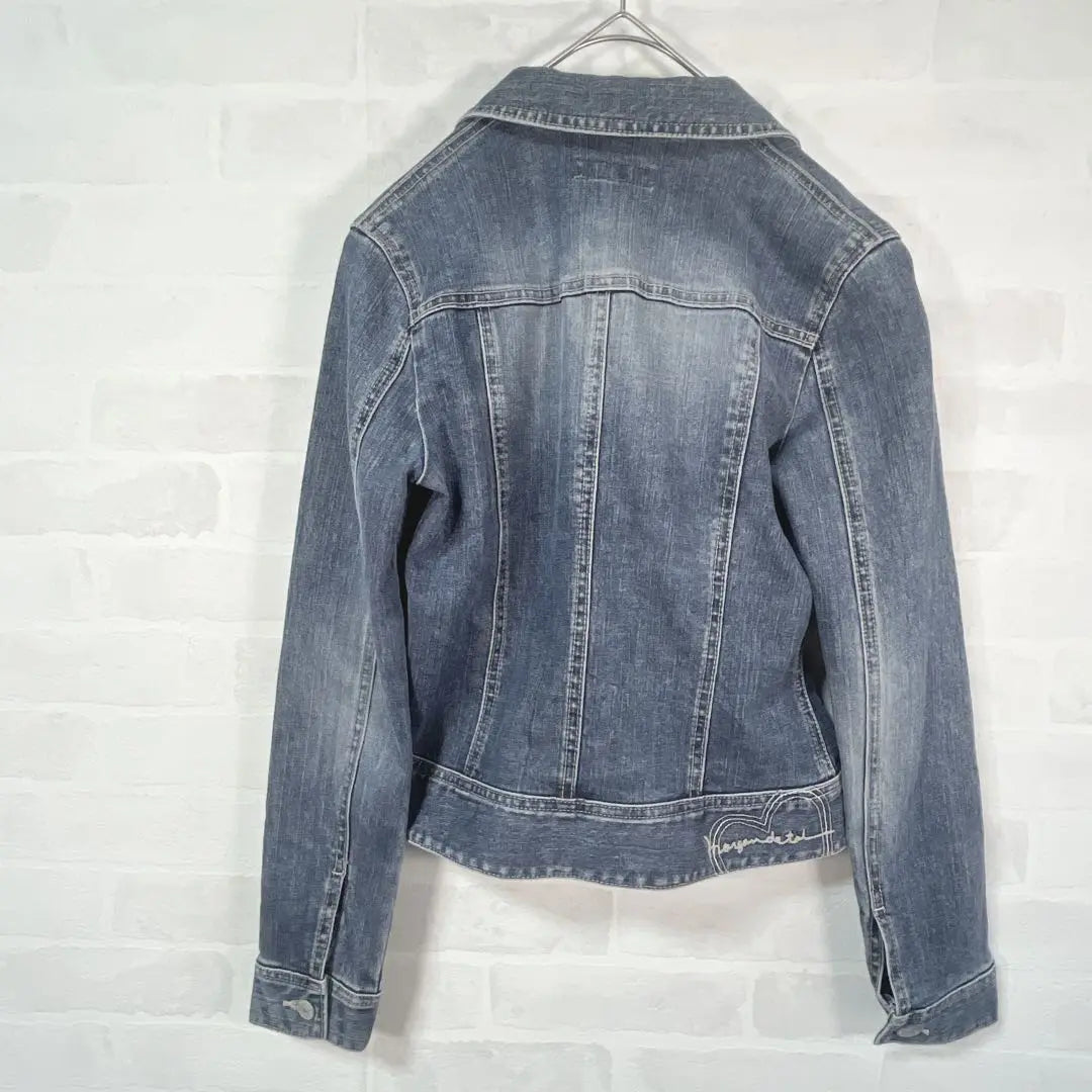 MORGAN ◇Denim Jacket G-Jean Heart Embroidery Stretch 36