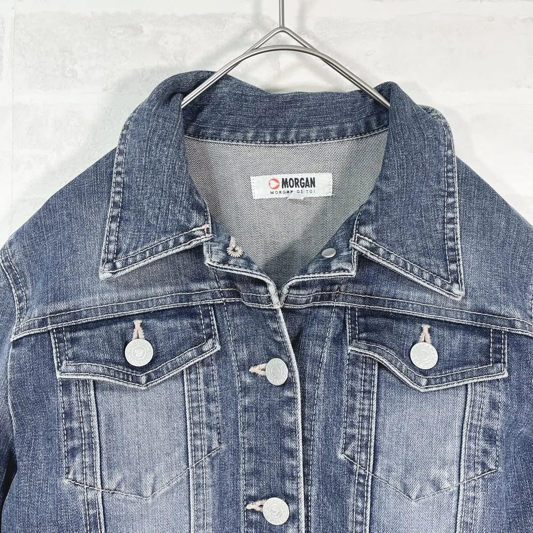 MORGAN ◇Denim Jacket G-Jean Heart Embroidery Stretch 36