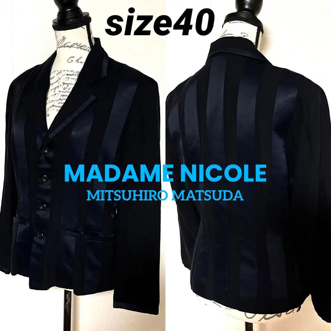 MADAME NICOLE Mitsuhiro Mazda Chaqueta a medida con rayas extremadamente gruesas | MADAME NICOLE