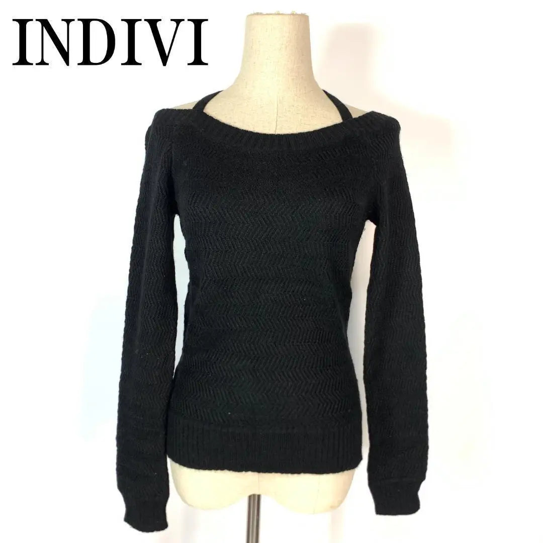 Indivi Angora long sleeve rib knit with bejoux black 38 B2505