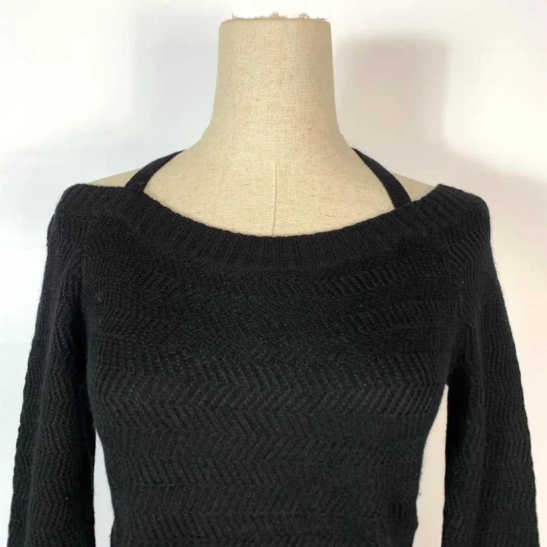 Indivi Angora long sleeve rib knit with bejoux black 38 B2505