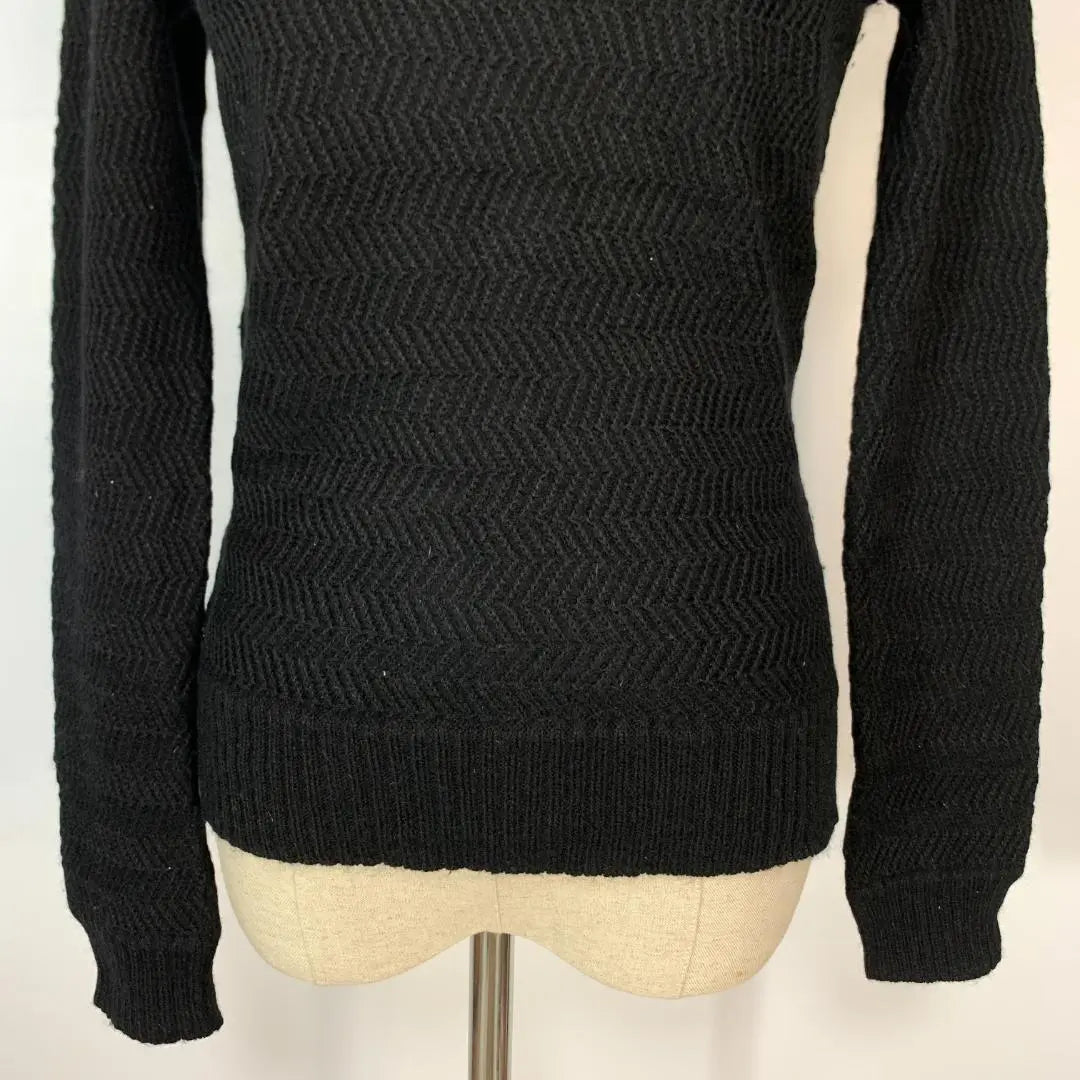 Indivi Angora long sleeve rib knit with bejoux black 38 B2505