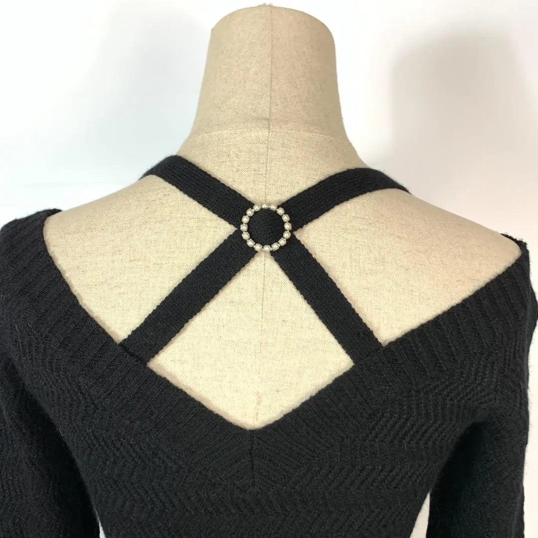 Indivi Angora long sleeve rib knit with bejoux black 38 B2505