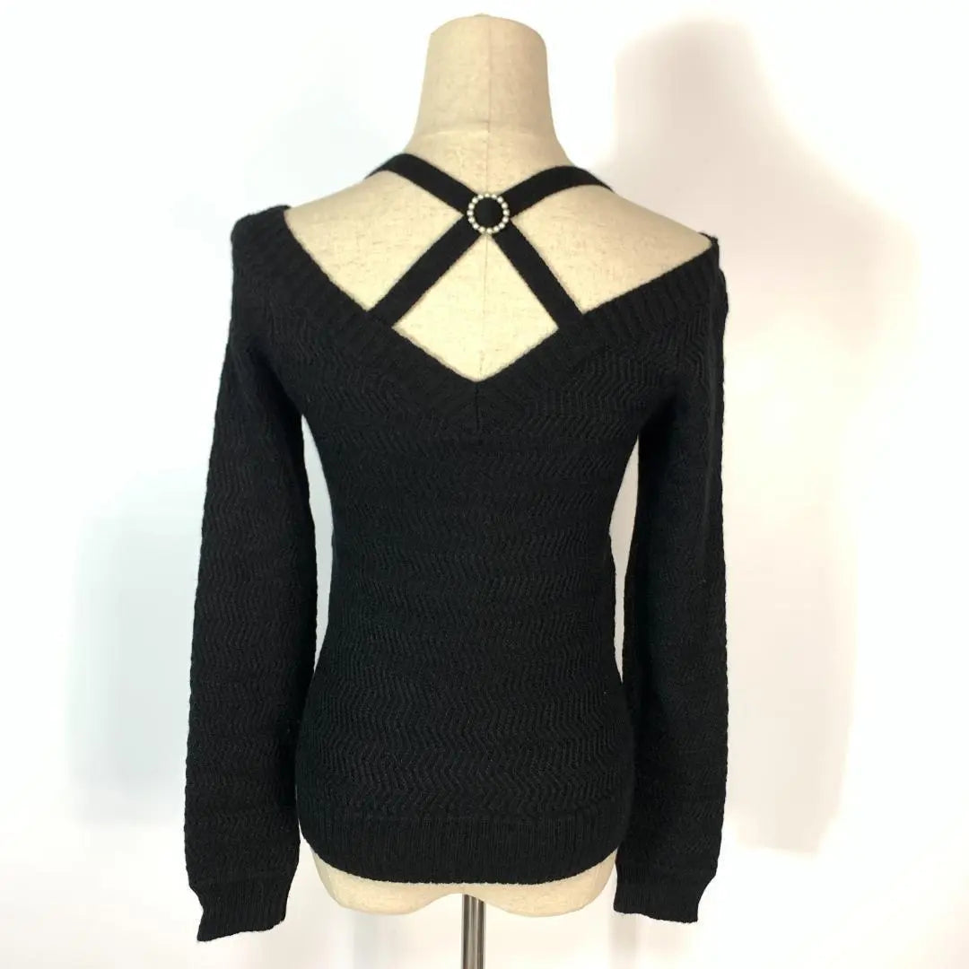 Indivi Angora long sleeve rib knit with bejoux black 38 B2505