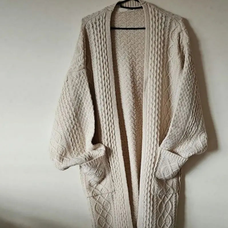 ❇ Close to unused ❇ knit long cardigan -free size ivory