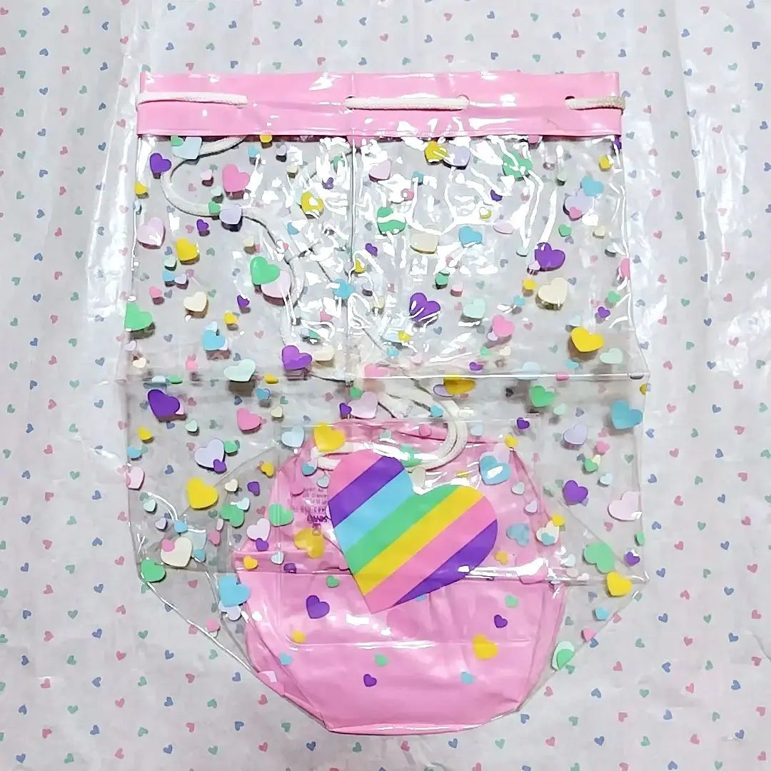 Bolsa de vinilo transparente con forma de corazón de Sanrio Retro 1985 de Showa