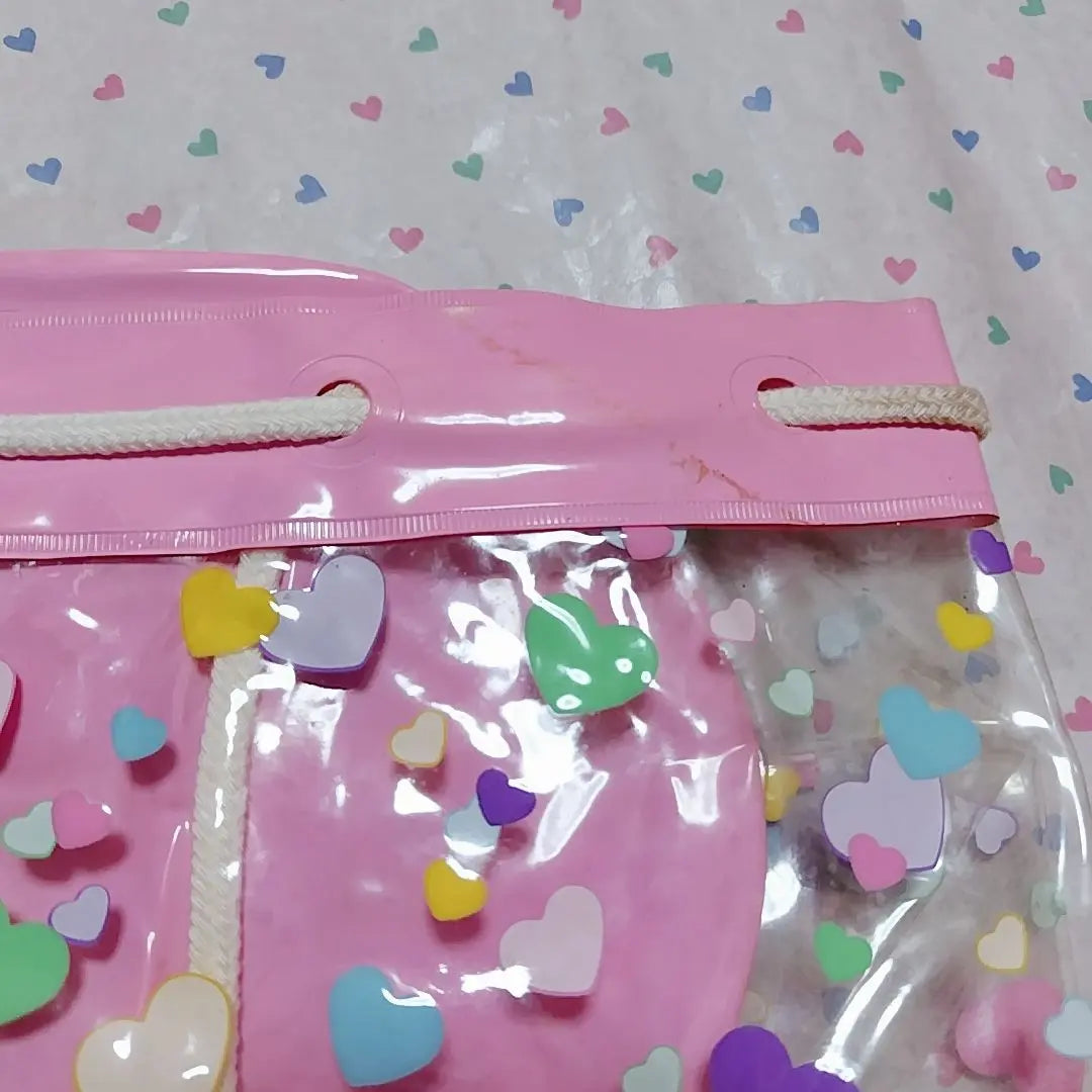 Showa Retro 1985 Sanrio Heart Transparent Bag Vinyl Bag