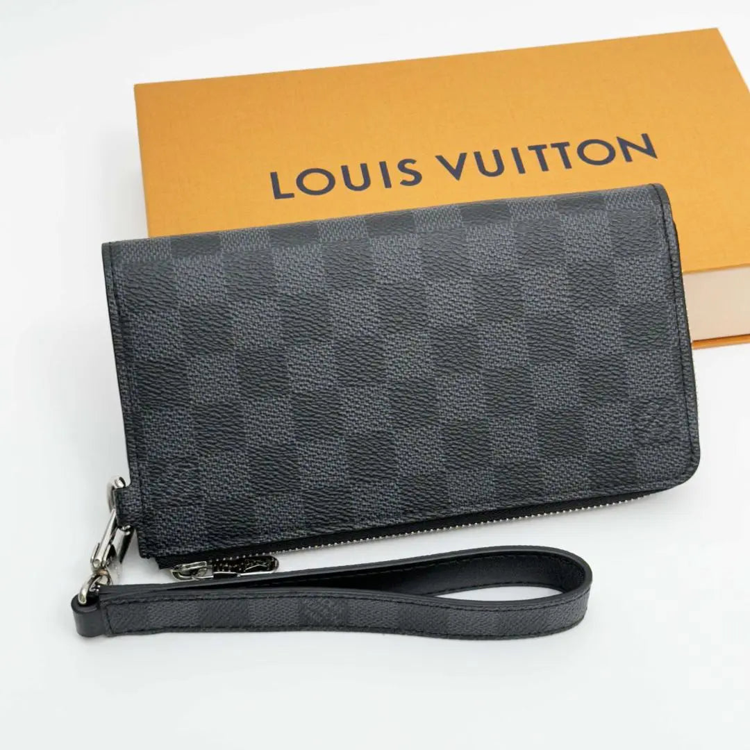 [Extremely beautiful] Louis Vuitton Dami Graphit Zippy Dragonne Long Wallet Black | 【極美品】ルイヴィトン　ダミエグラフィット ジッピードラゴンヌ 長財布 ブラック