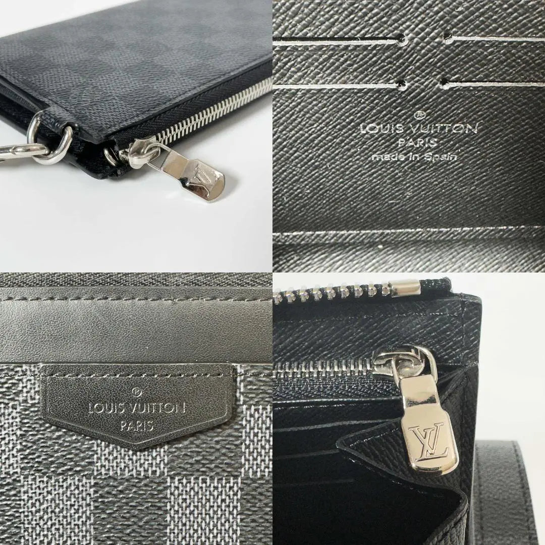 [Extremadamente hermoso] Louis Vuitton Dami Graphit Zippy Dragonne Cartera larga Negro | 【極美品】ルイヴィトン ダミエグラフィット ジッピードラゴンヌ 長財布 ブラック