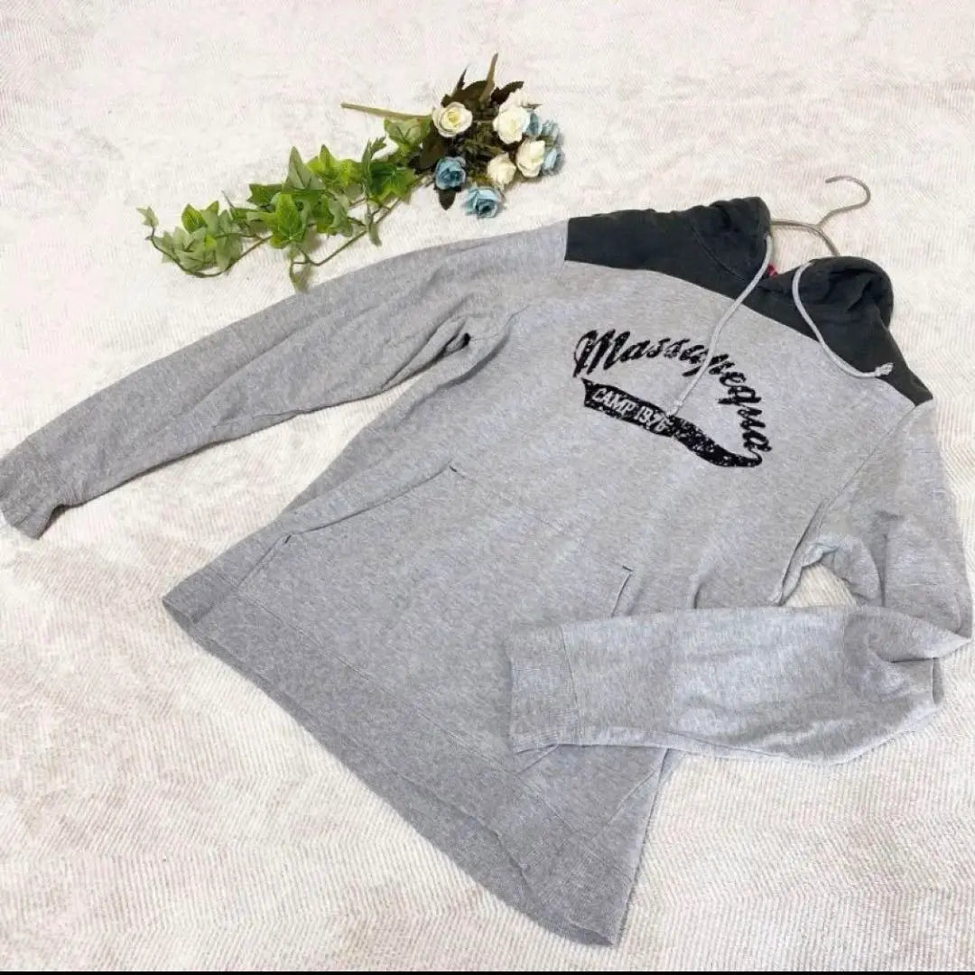 [Mujer] Sudadera con capucha (M) Gris para mujer Logotipo de cuadros finos Primavera Otoño Invierno