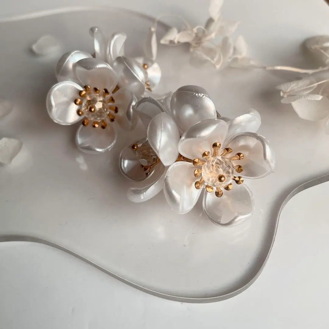 7 Handmade Earrings Large Pearl Flower Flower Beaded Bridal Earrings