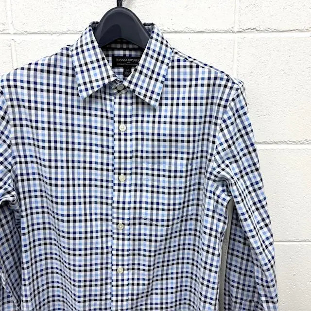 ◇BANANA REPUBLIC Check Shirt Free Shipping Tube 9658