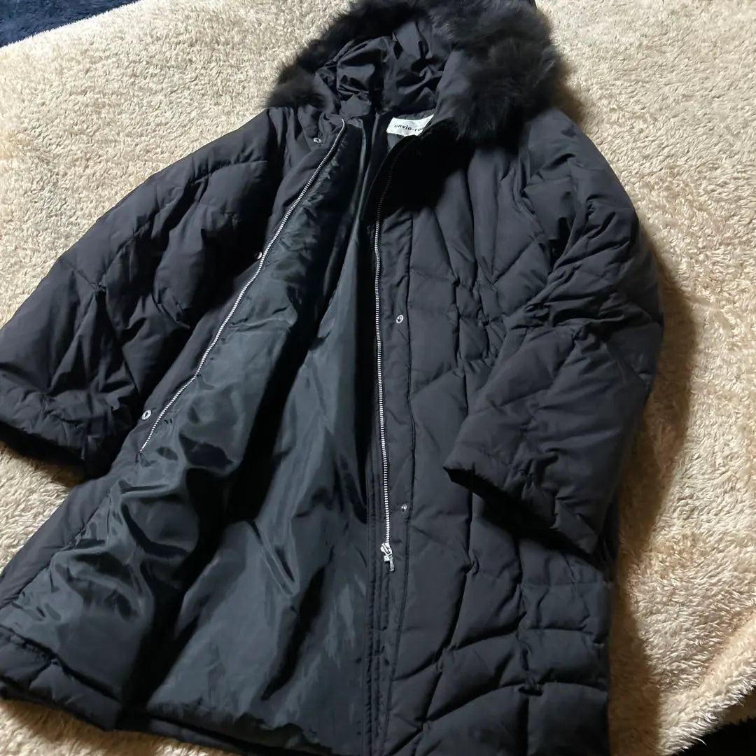 Price reduction down coat fur fox black