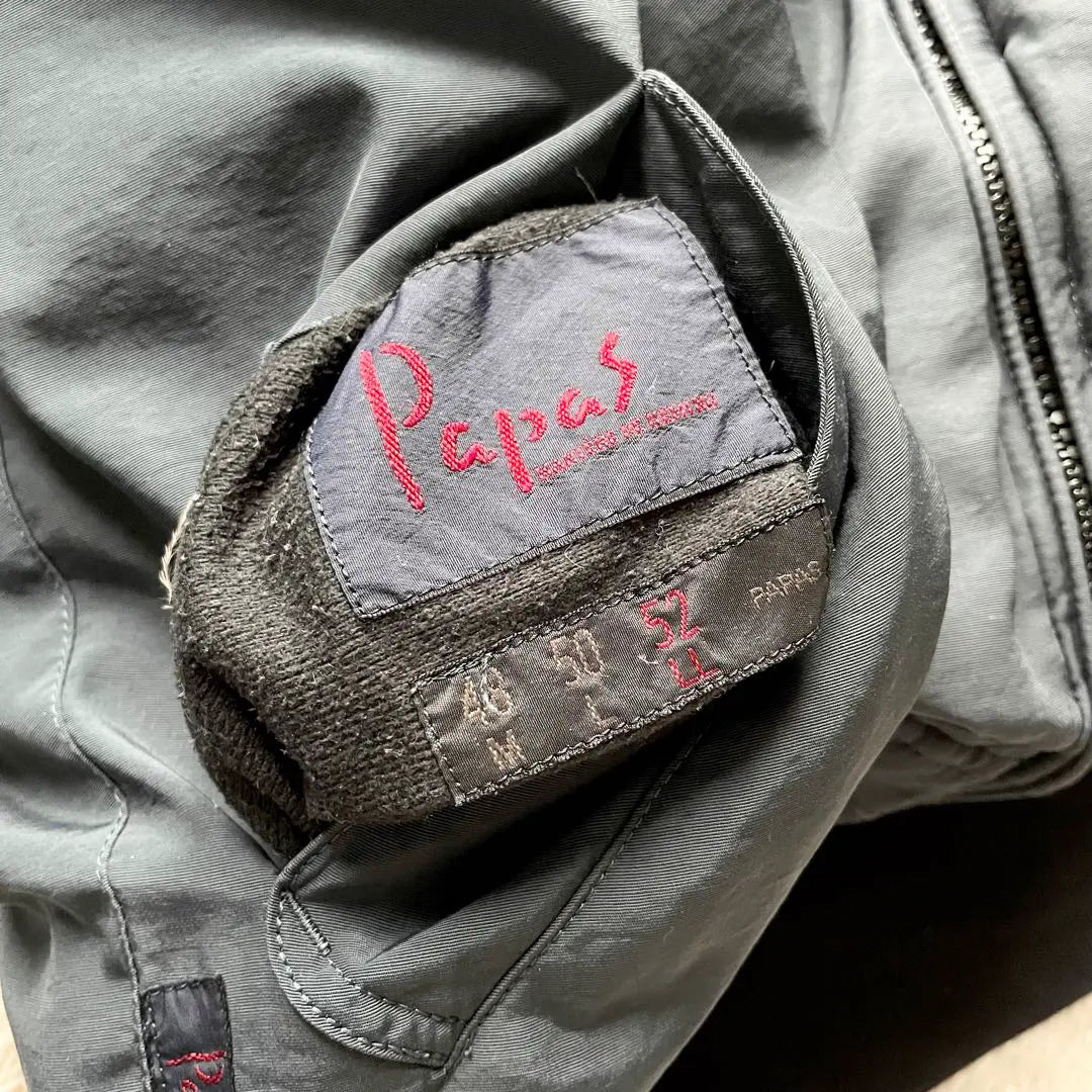 Anorak Beauty PAPAS reversible con logo bordado en ambos lados | 美品 PAPAS ダウンジャケット リバーシブル 両面ロゴ刺繍