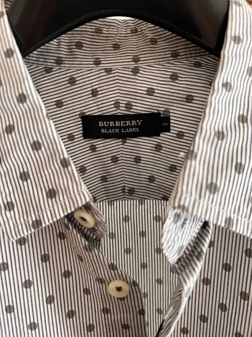 BURBERRY BLACK LABEL Camisa con estampado de puntos y etiqueta nueva sin usar | BURBERRY BLACK LABEL ドット柄シャツ 新品未使用タグ付