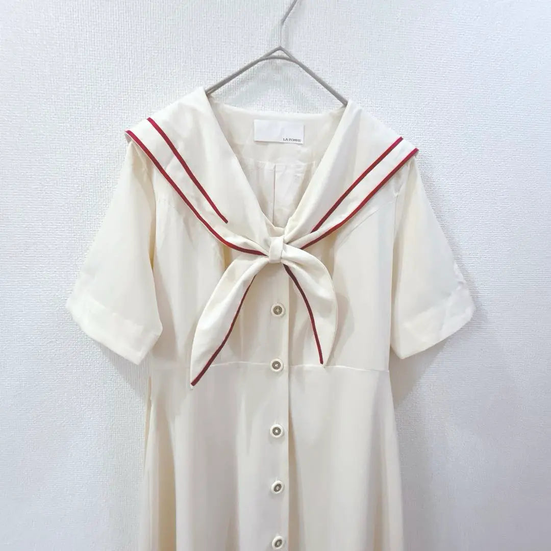 LA POMME Sailor Scarf Shirt One Piece Long Long Uniform style