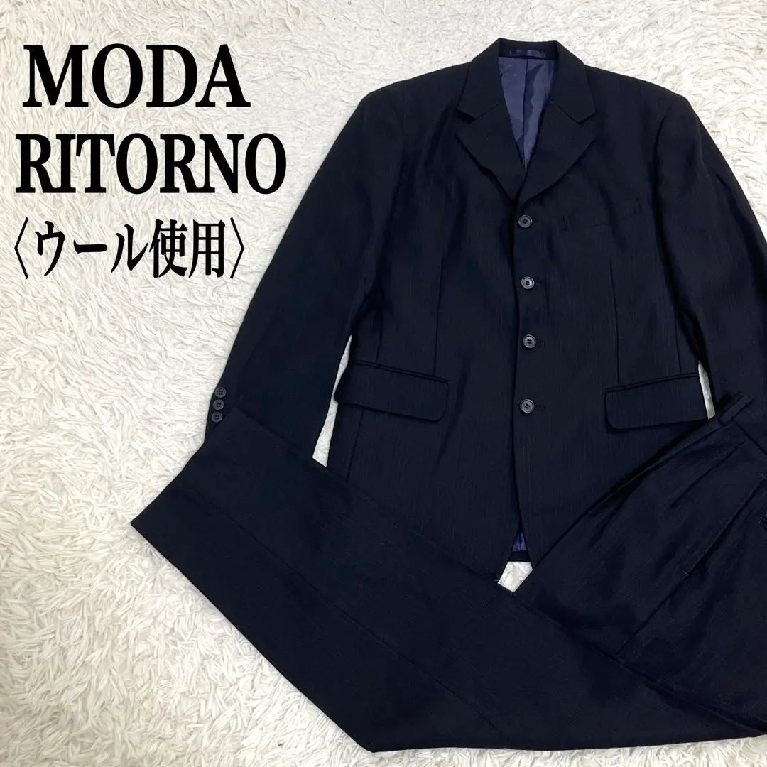 [Moda Littleno] 4-button striped pattern center press suit set with wool