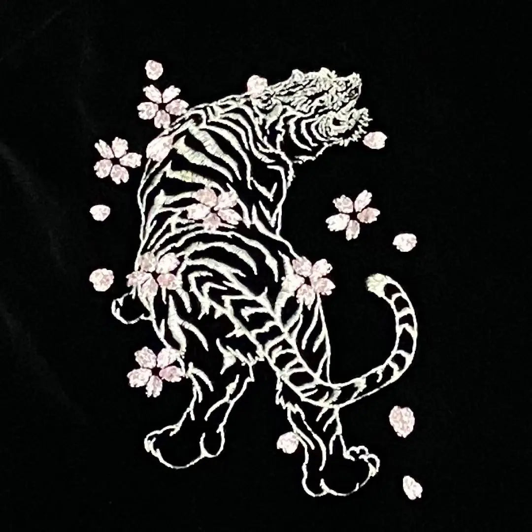 [Raro] Oboro Oboro Sukajan Velour Tiger Tiger Patrón japonés bordado de gran tamaño