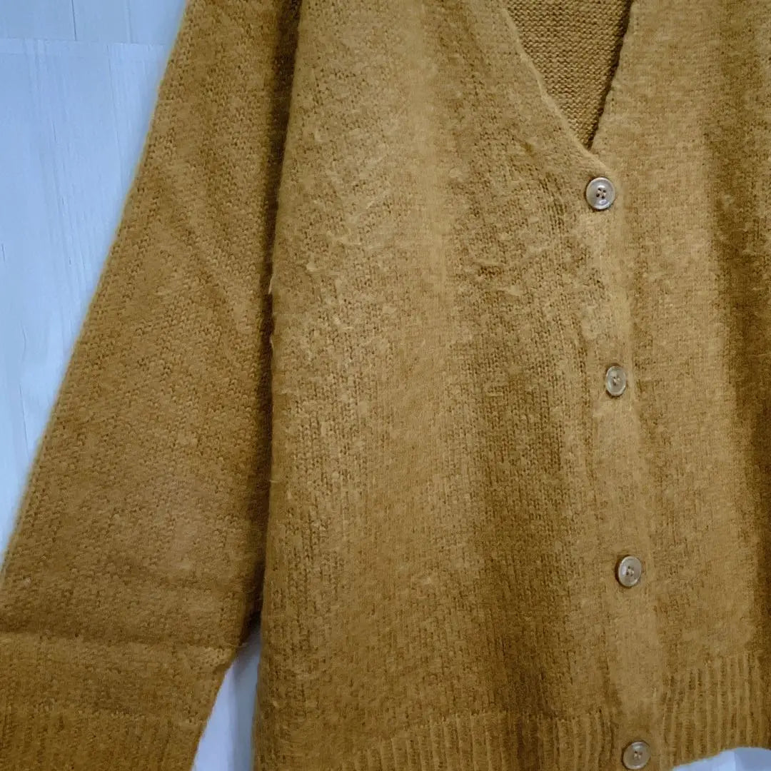 Navy V-neck knit cardigan thick brown F | ネイビー　Vネックニットカーディガン　厚手　ブラウン　F