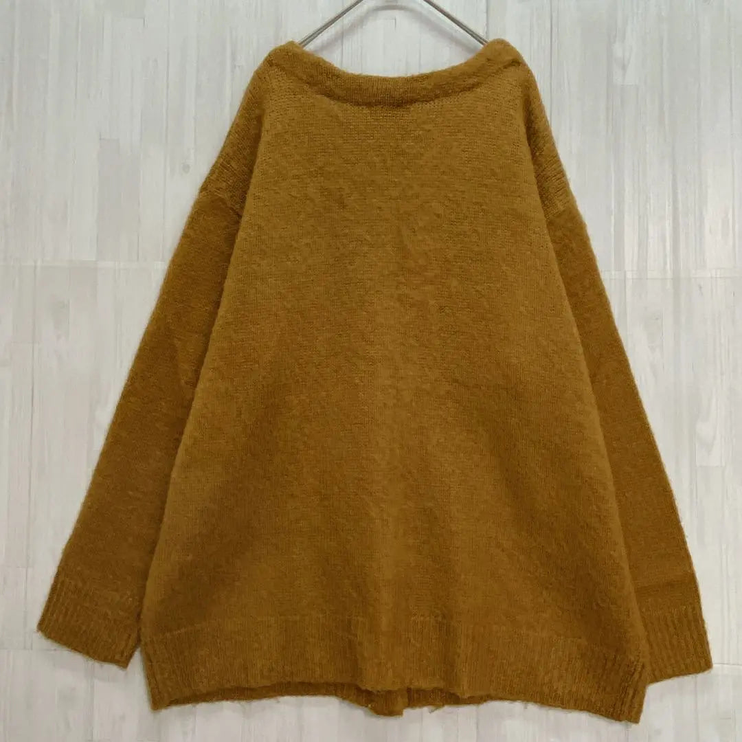 Navy V-neck knit cardigan thick brown F | ネイビー　Vネックニットカーディガン　厚手　ブラウン　F