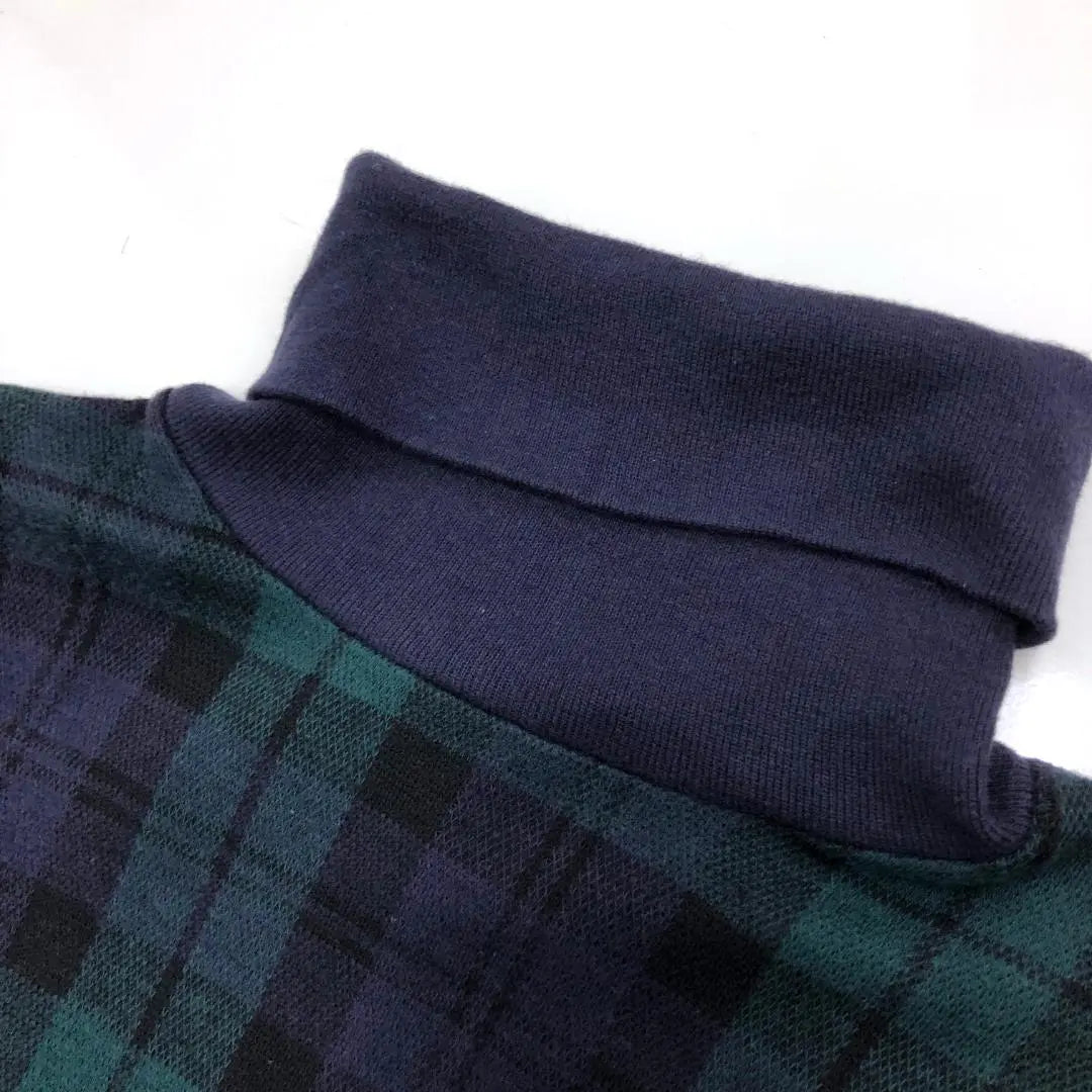 Ralph Lauren Cotton Turtleneck Cut Saw Check Green