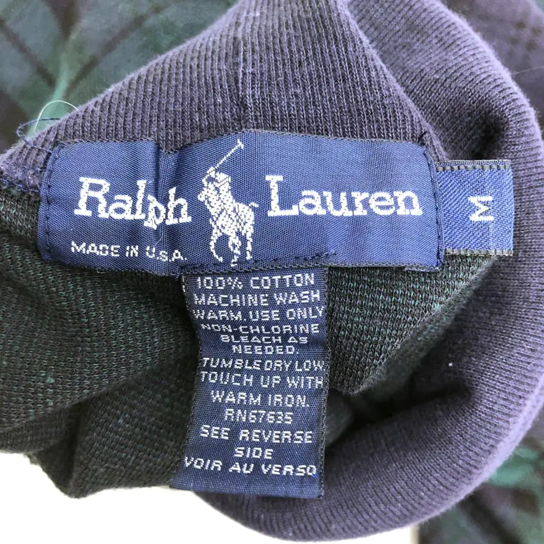 Jersey de cuello alto de algodón Ralph Lauren con corte de sierra y cuadros verdes