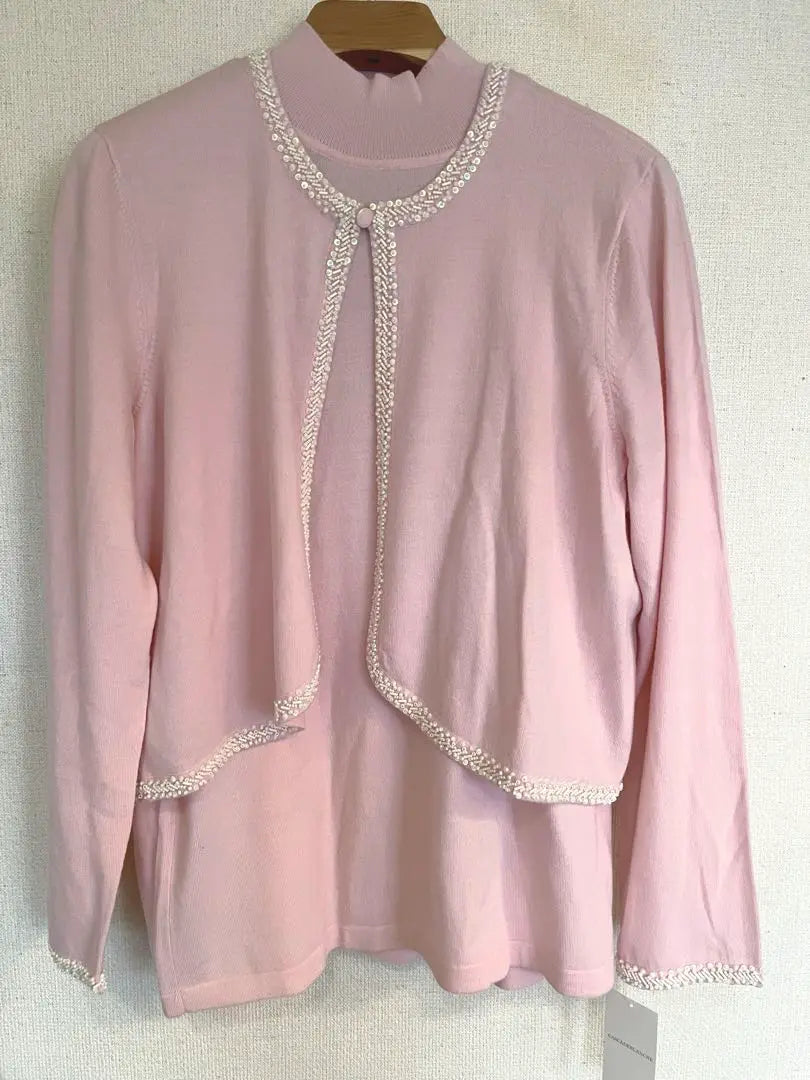 ☆New and unused☆Gorgeous pink long sleeve cardigan, beaded sequins, ensemble