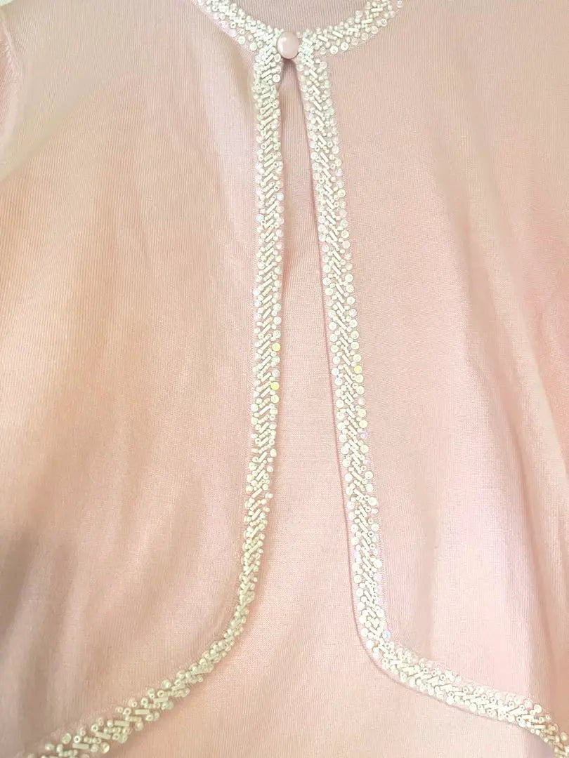 ☆New and unused☆Gorgeous pink long sleeve cardigan, beaded sequins, ensemble