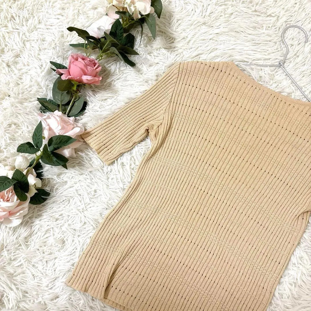 PLUCK PARIS Tops Knit Free Size Solid Rive Beige