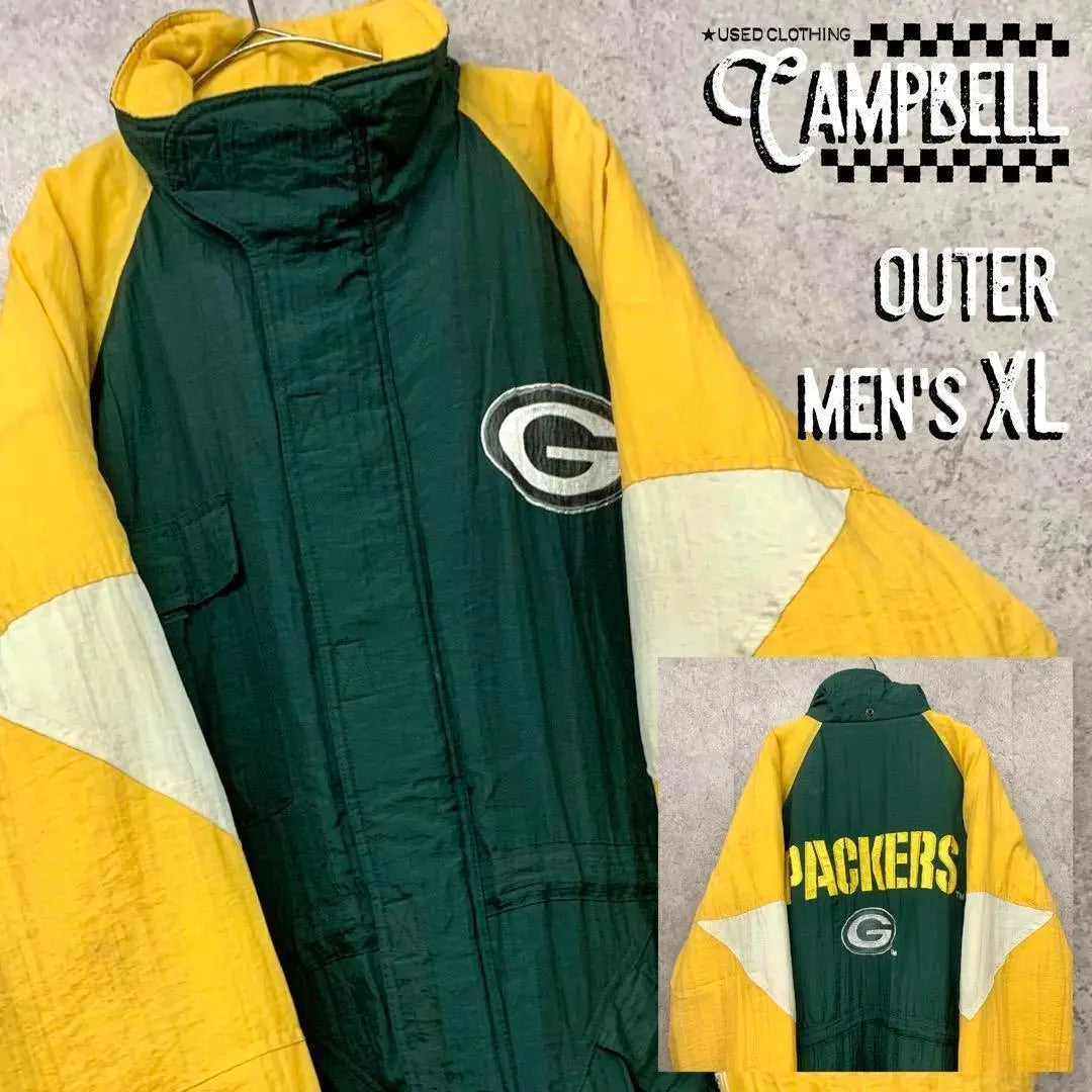 [Importación rara de EE. UU. de los años 90] Chaqueta de nailon bordada de doble cara de los Green Bay Packers de la NFL | 【レア☆US輸入90s】NFL グリーンベイパッカーズ 両面刺繍ナイロンジャケット