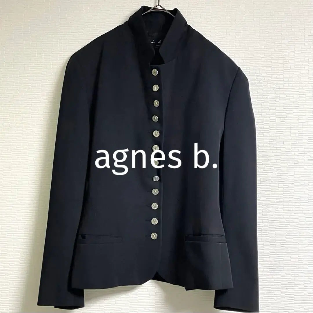 agnes b. Napoleon Peplum Jacket Multi-Button Tailored Black