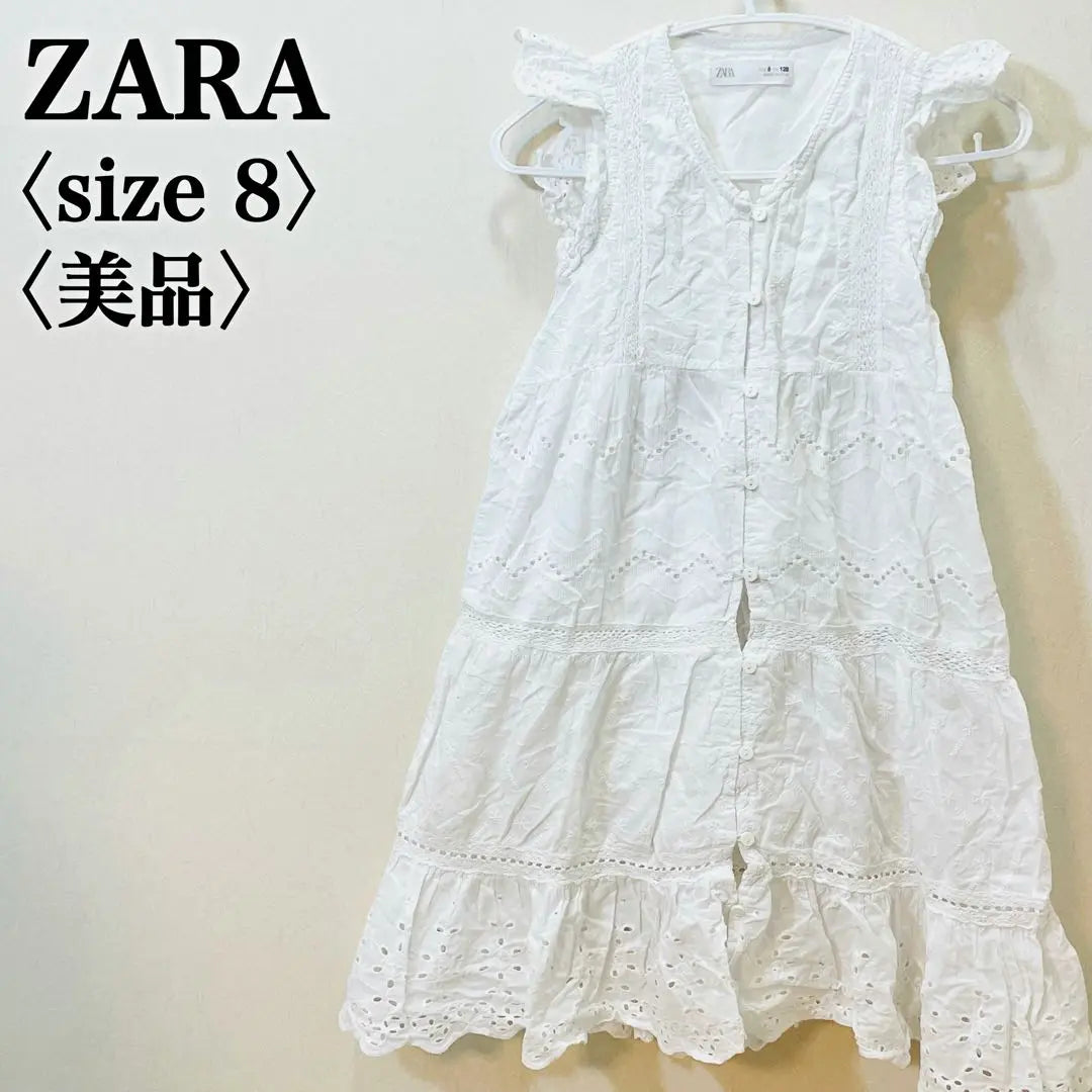 Zara Kids Cotton Lace Dress 8 White Embroidered Formal 128