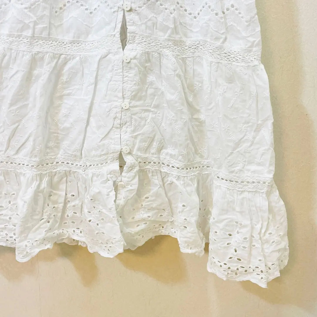 Zara Kids Cotton Lace Dress 8 White Embroidered Formal 128