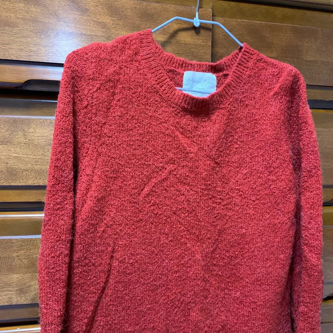 AFRICATARO Alpaca Red Knit dress Long sleeve | Africataro アルパカ 赤 ニットワンピース 長袖