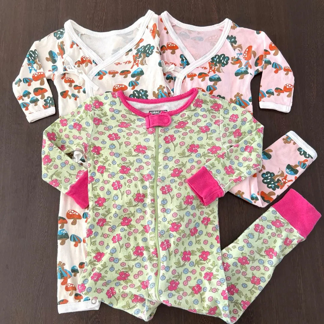 Ropa de bebé Ropa interior de mármol / Funda floral Conjunto retro de 2 piezas para niña de los años 80