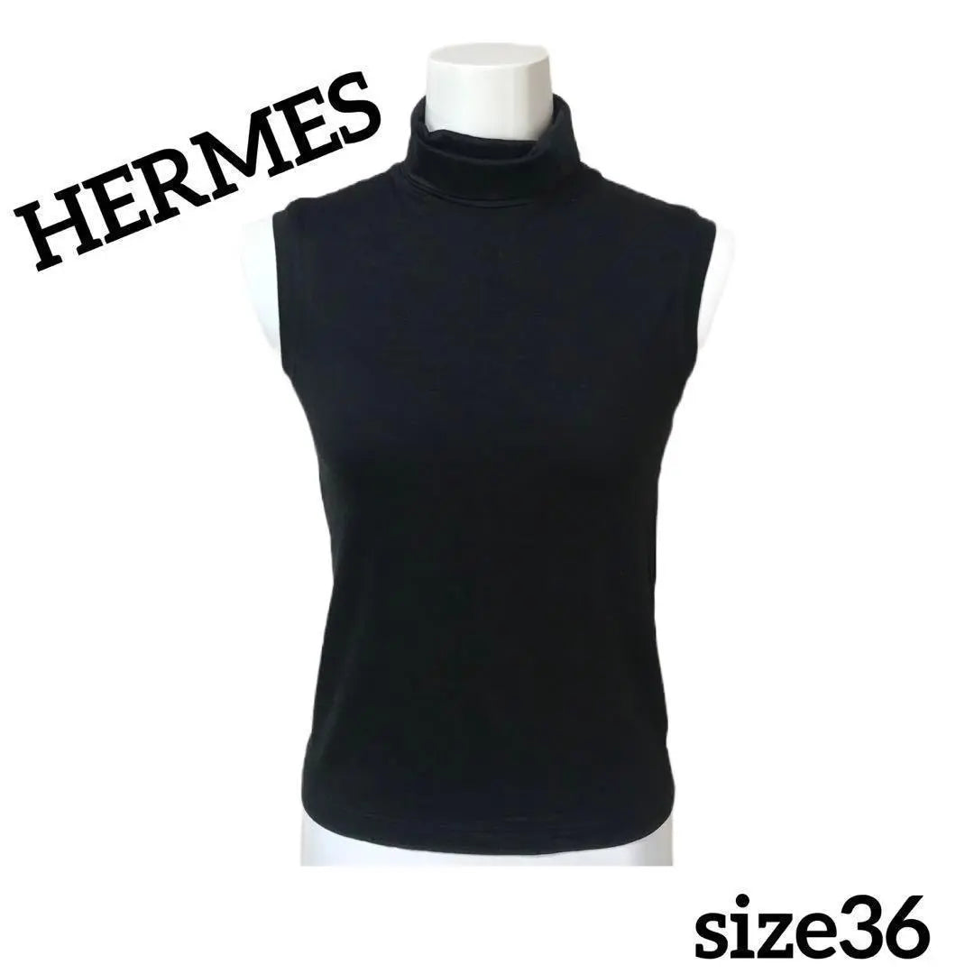 Jersey de cuello alto sin mangas HERMES Margiela negro