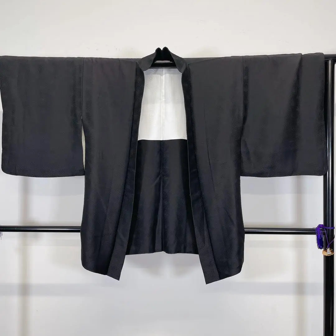 Black Haori One crest rhomi pattern hexagonal kimono 071t | 黒　羽織　一つ紋　菱模様　六角　着物　071t