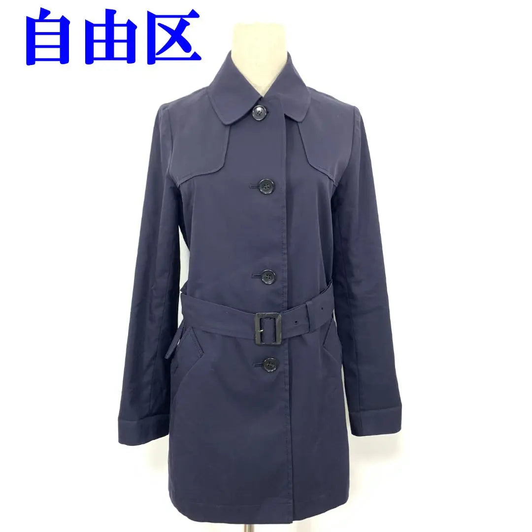 Jiyuku Trench Coat Navy Navy Belted Cotton 38 C2179